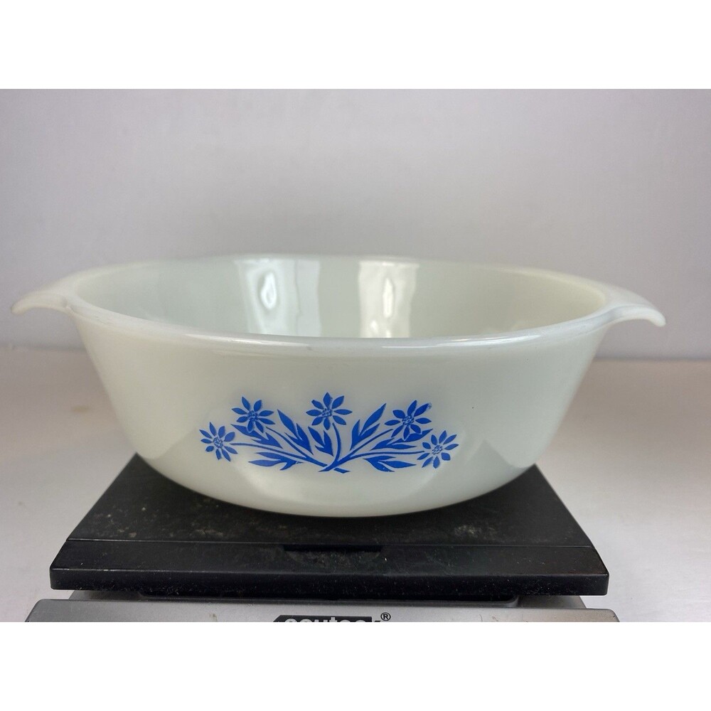 Anchor Hocking Fire King Glass 1 Qt Round Casserole Dish - Blue Cornflower